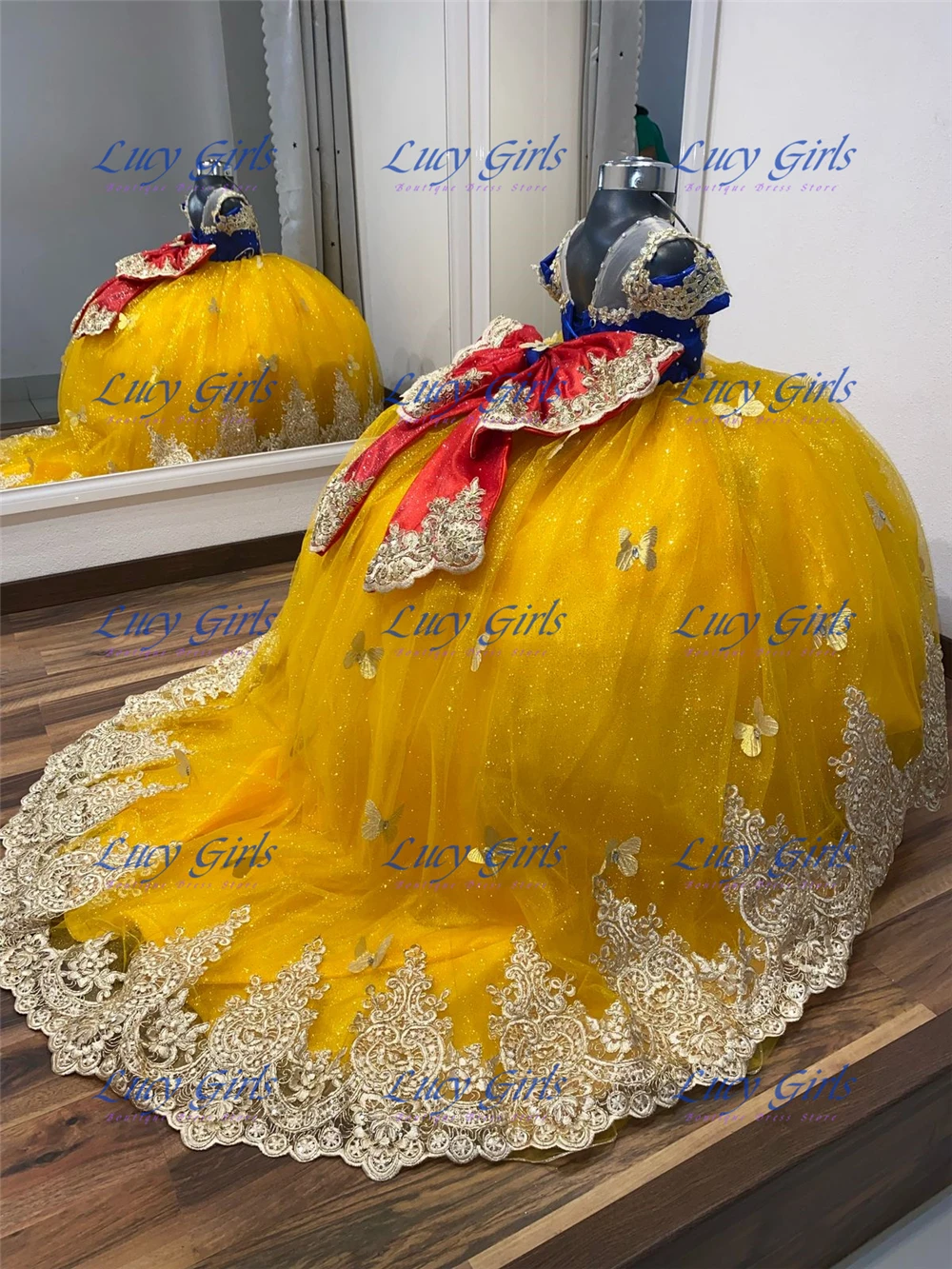 Embroidery Yellow Dress - Kwaliteit Vlinder Applique Mooie Bloemenmeisjesjurk Geel