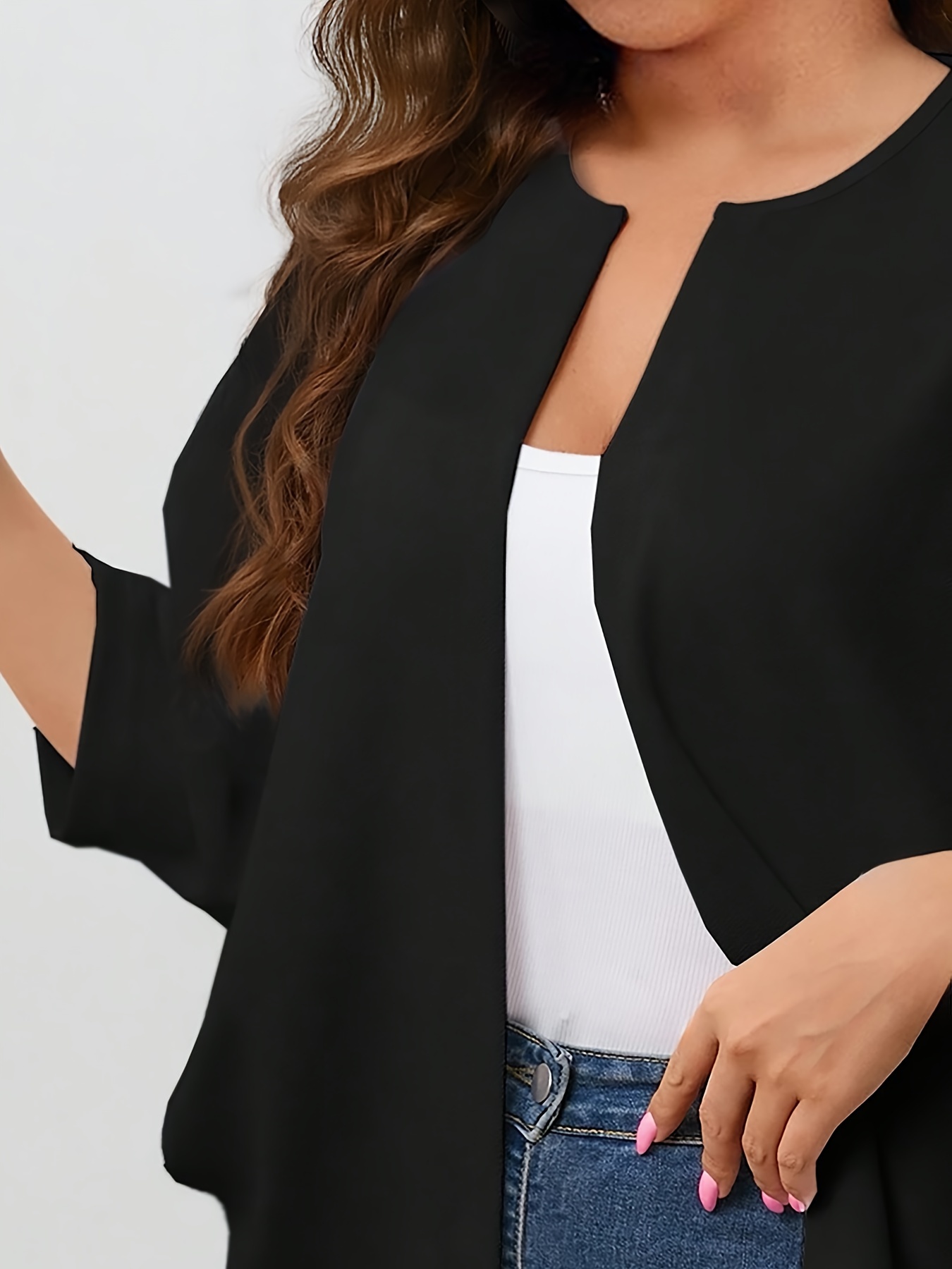 Plus Size Damesvest Met Open V - Embroidery Online recensie en prijs